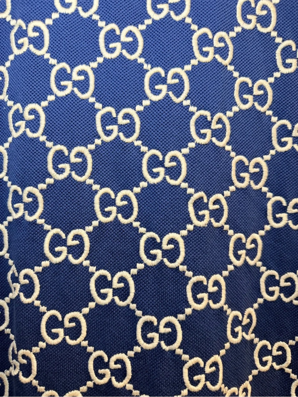 Gucci Navy & Cream GG Monogram Polo